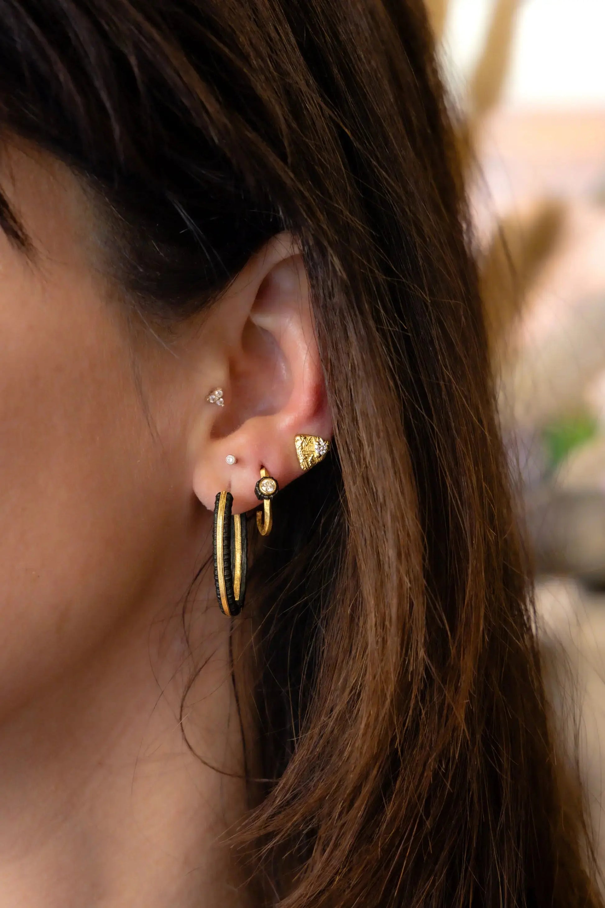 Trigon Diamond Stud Earrings - Squash Blossom Vail