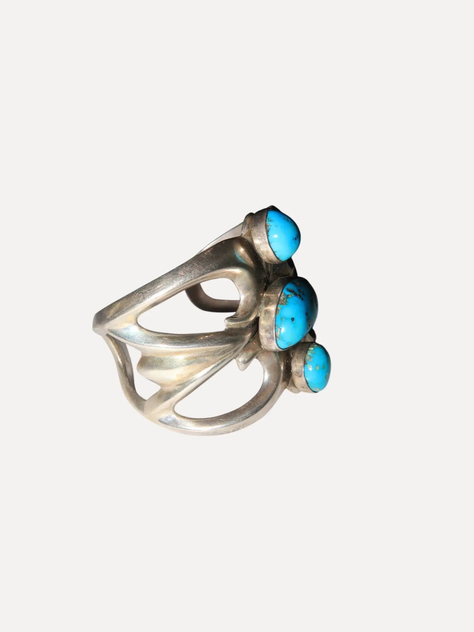 Tufa cast Cuff 3 Turquoise Stones Tufa cast Cuff 3 Turquoise Stones Native American Collection Native American Collection  Squash Blossom Vail