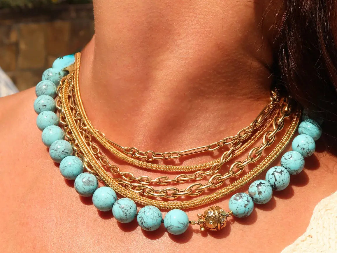 Turquoise Beaded Necklace Turquoise Beaded Necklace Alex Sepkus Alex Sepkus  Squash Blossom Vail