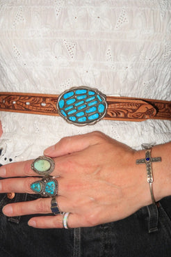 Turquoise Belt Buckle Turquoise Belt Buckle Native American Collection Native American Collection  Squash Blossom Vail