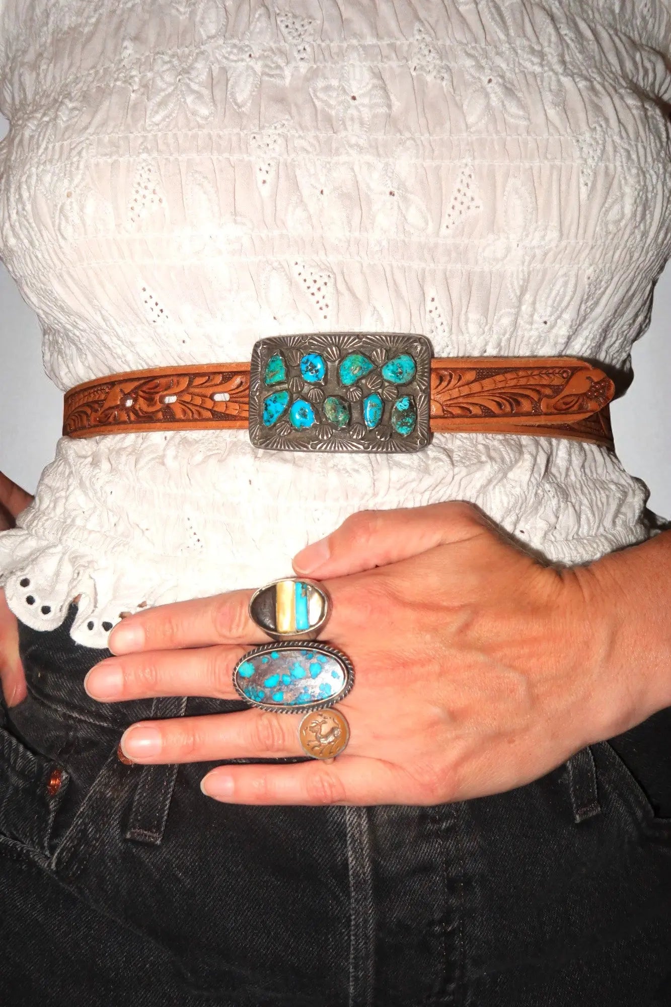 Turquoise Belt Buckle Turquoise Belt Buckle Native American Collection Native American Collection  Squash Blossom Vail