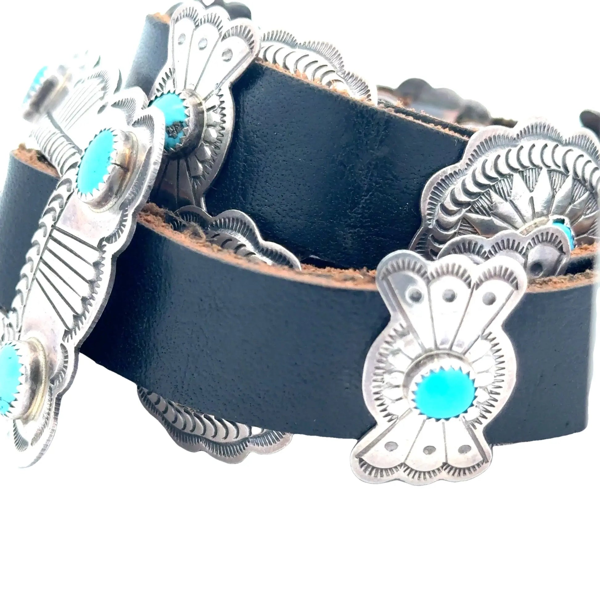 Turquoise Concho Belt Turquoise Concho Belt Native American Collection Native American Collection  Squash Blossom Vail