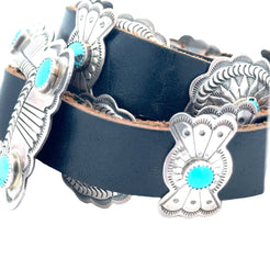 Turquoise Concho Belt Turquoise Concho Belt Native American Collection Native American Collection  Squash Blossom Vail
