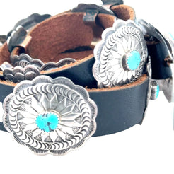 Turquoise Concho Belt Turquoise Concho Belt Native American Collection Native American Collection  Squash Blossom Vail