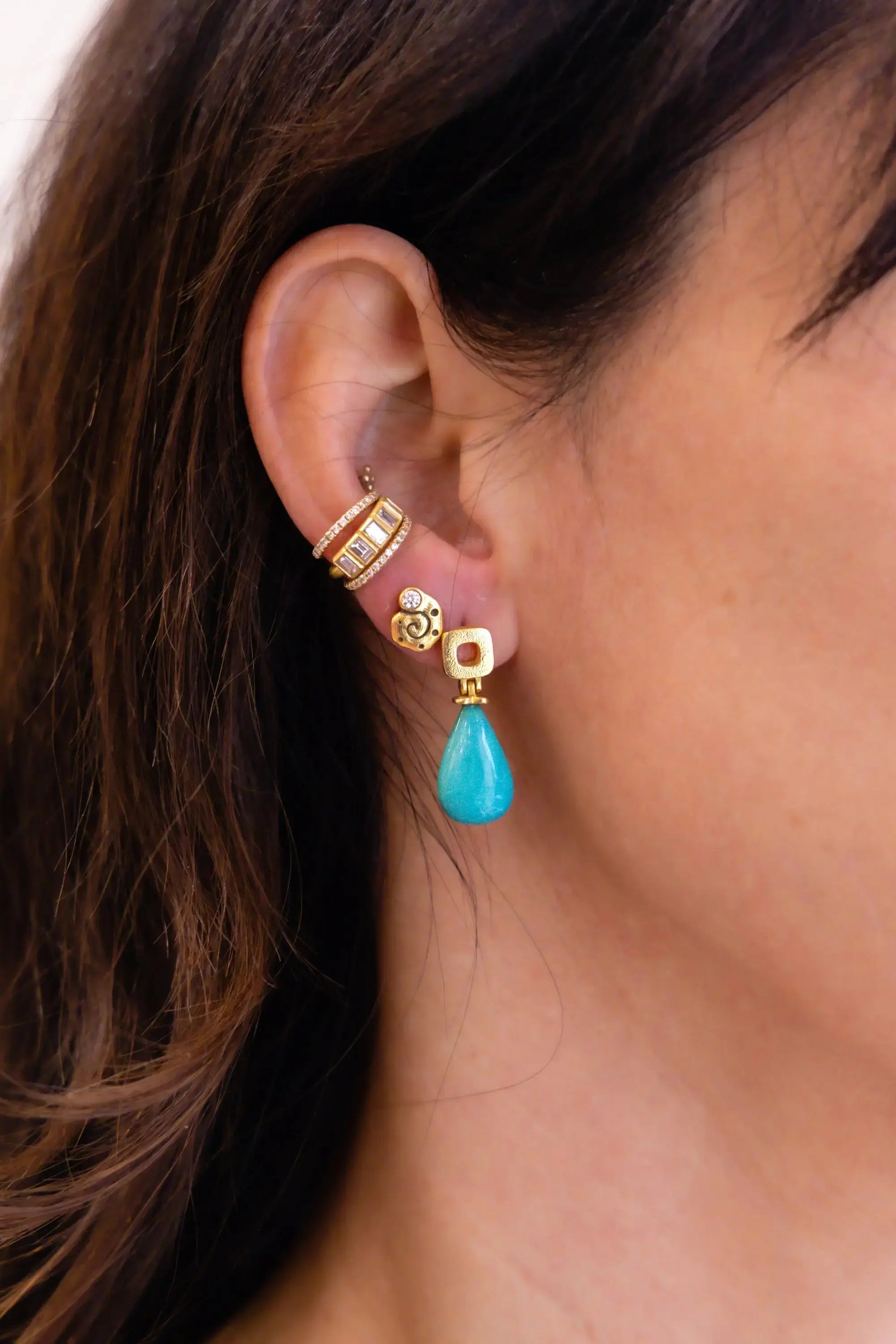 Alex Sepkus Turquoise Drop Earrings - Squash Blossom Vail