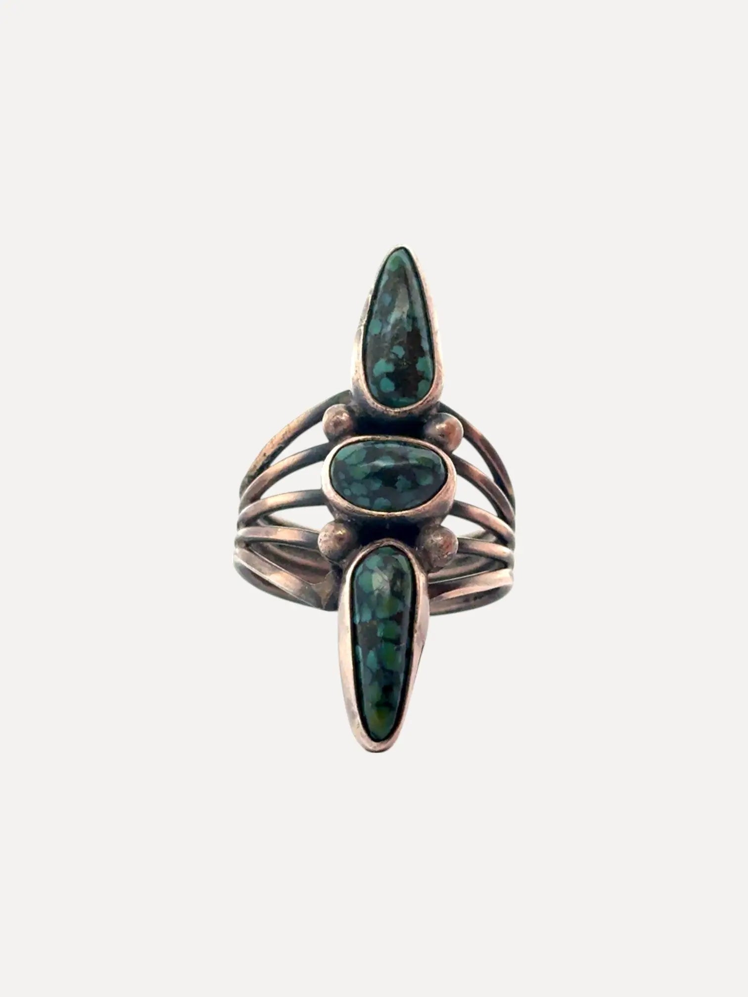 Turquoise Mountain 3 stone Ring Turquoise Mountain 3 stone Ring John Huntress John Huntress  Squash Blossom Vail