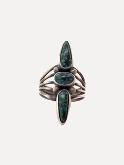 Turquoise Mountain 3 stone Ring Turquoise Mountain 3 stone Ring John Huntress John Huntress  Squash Blossom Vail