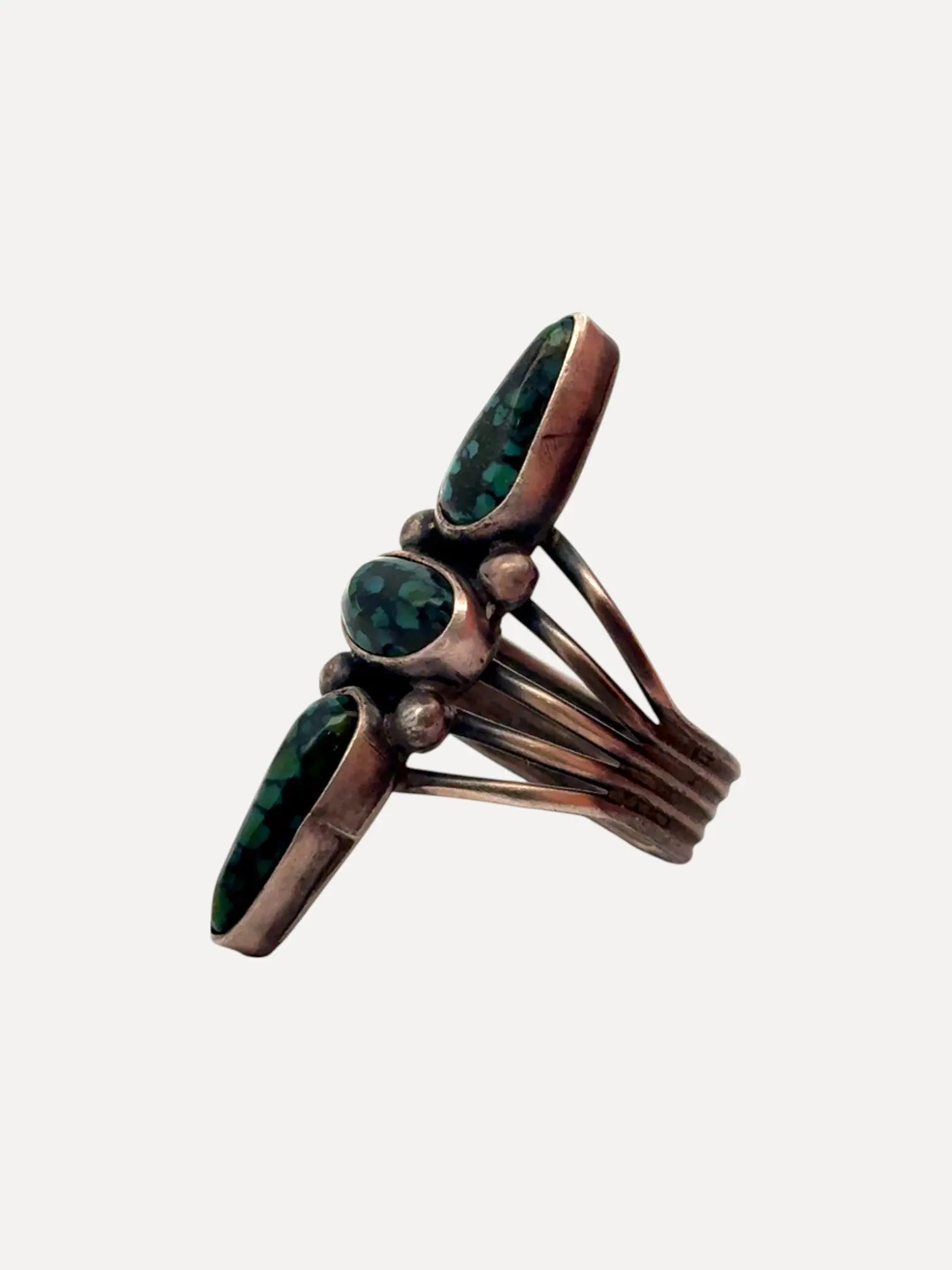 Turquoise Mountain 3 stone Ring Turquoise Mountain 3 stone Ring John Huntress John Huntress  Squash Blossom Vail