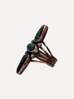 Turquoise Mountain 3 stone Ring Turquoise Mountain 3 stone Ring John Huntress John Huntress  Squash Blossom Vail