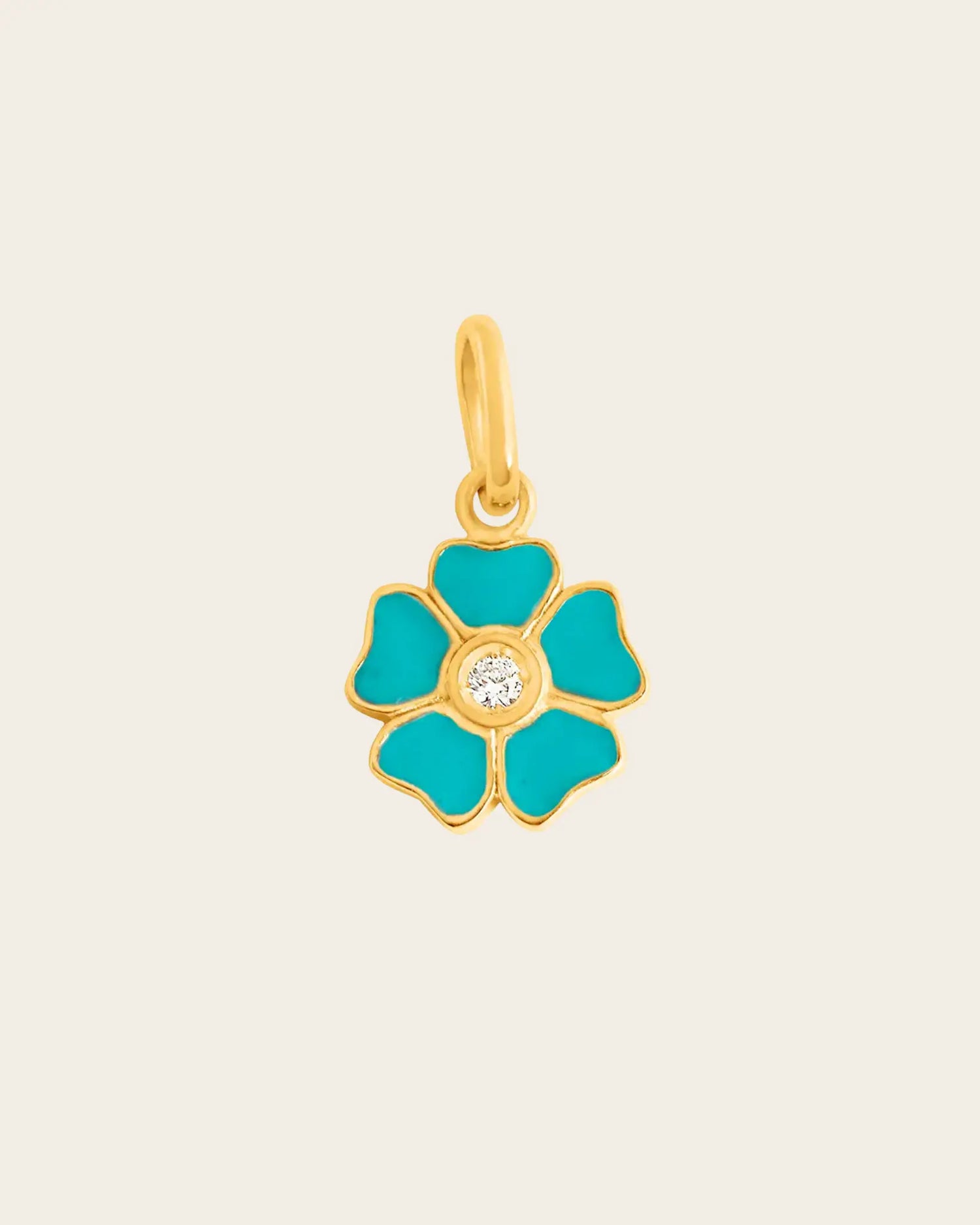 Turquoise Resin Flower Yellow Gold Charm Turquoise Resin Flower Yellow Gold Charm Gigi Clozeau Gigi Clozeau  Squash Blossom Vail