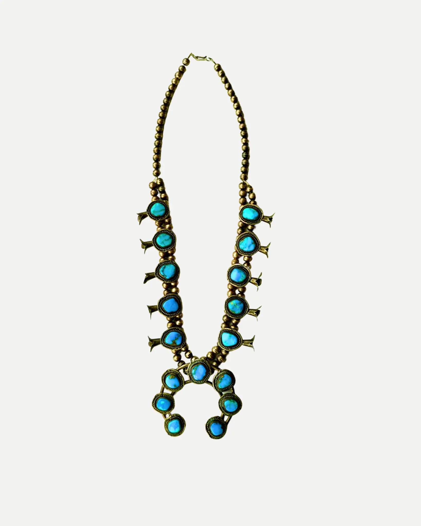 A sterling silver and blue gem turquoise ladies necklace by Native American