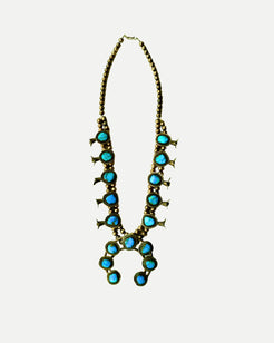 A sterling silver and blue gem turquoise ladies necklace by Native American