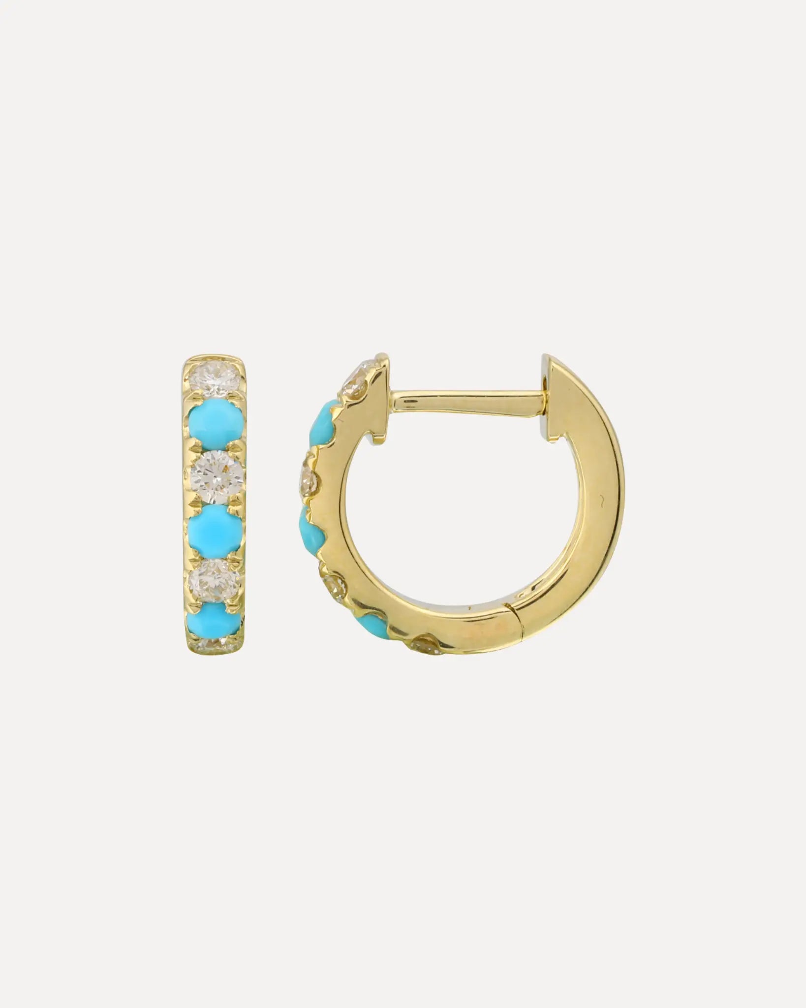 Turquoise & Diamond Huggie Hoops Turquoise & Diamond Huggie Hoops Squash Blossom Collection Squash Blossom Collection  Squash Blossom Vail