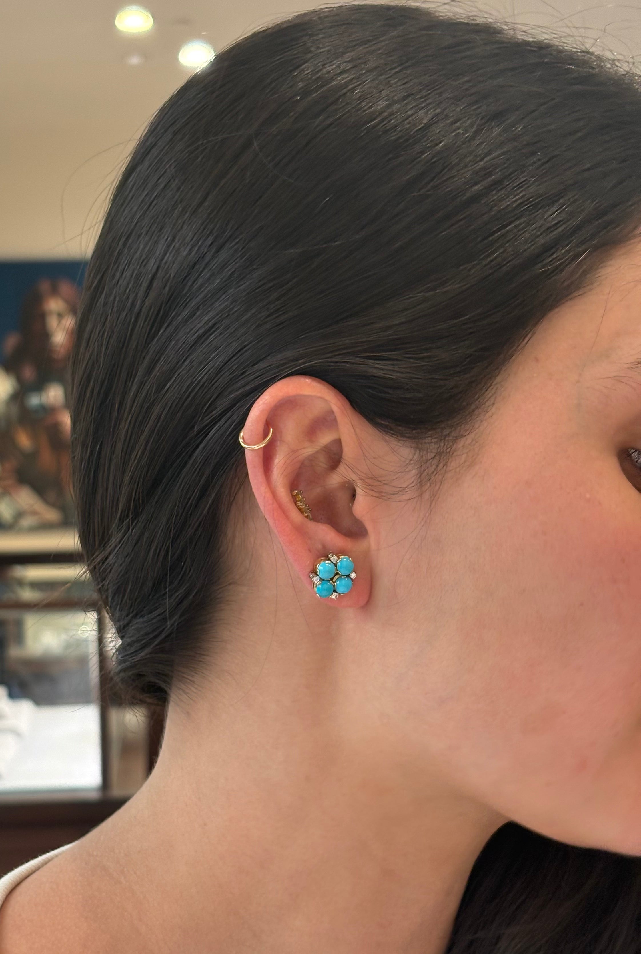 Turquoise and Diamond Earrings Turquoise and Diamond Earrings Vintage at the Squash Blossom Vintage at the Squash Blossom  Squash Blossom Vail