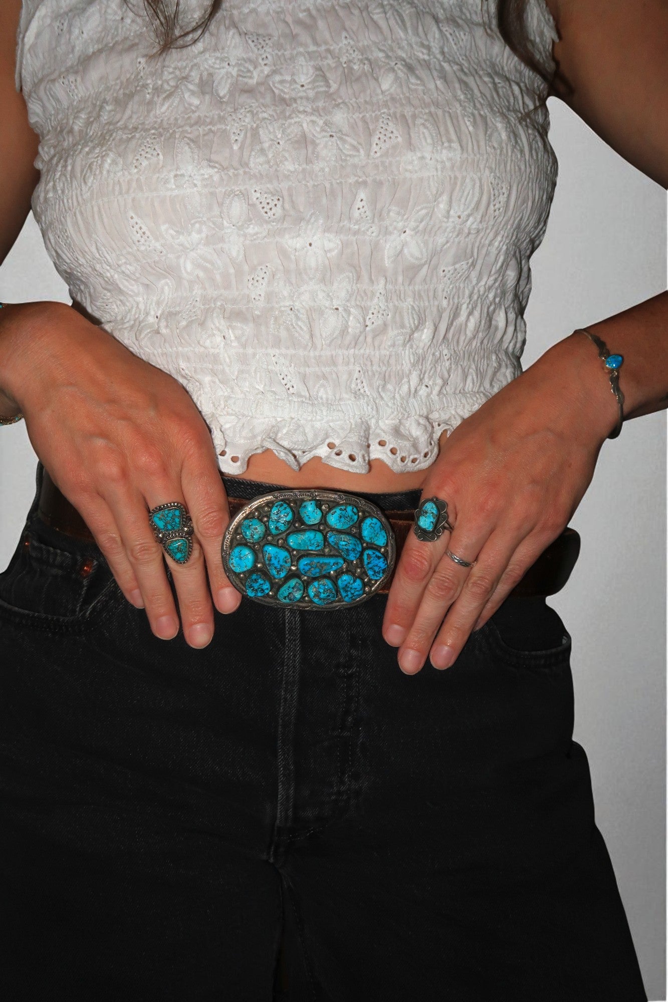 Turquoise Belt Buckle Turquoise Belt Buckle Native American Collection Native American Collection  Squash Blossom Vail