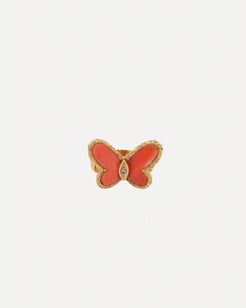 A gold & coral ladies butterfly ring by Van Cleef and Arpels.