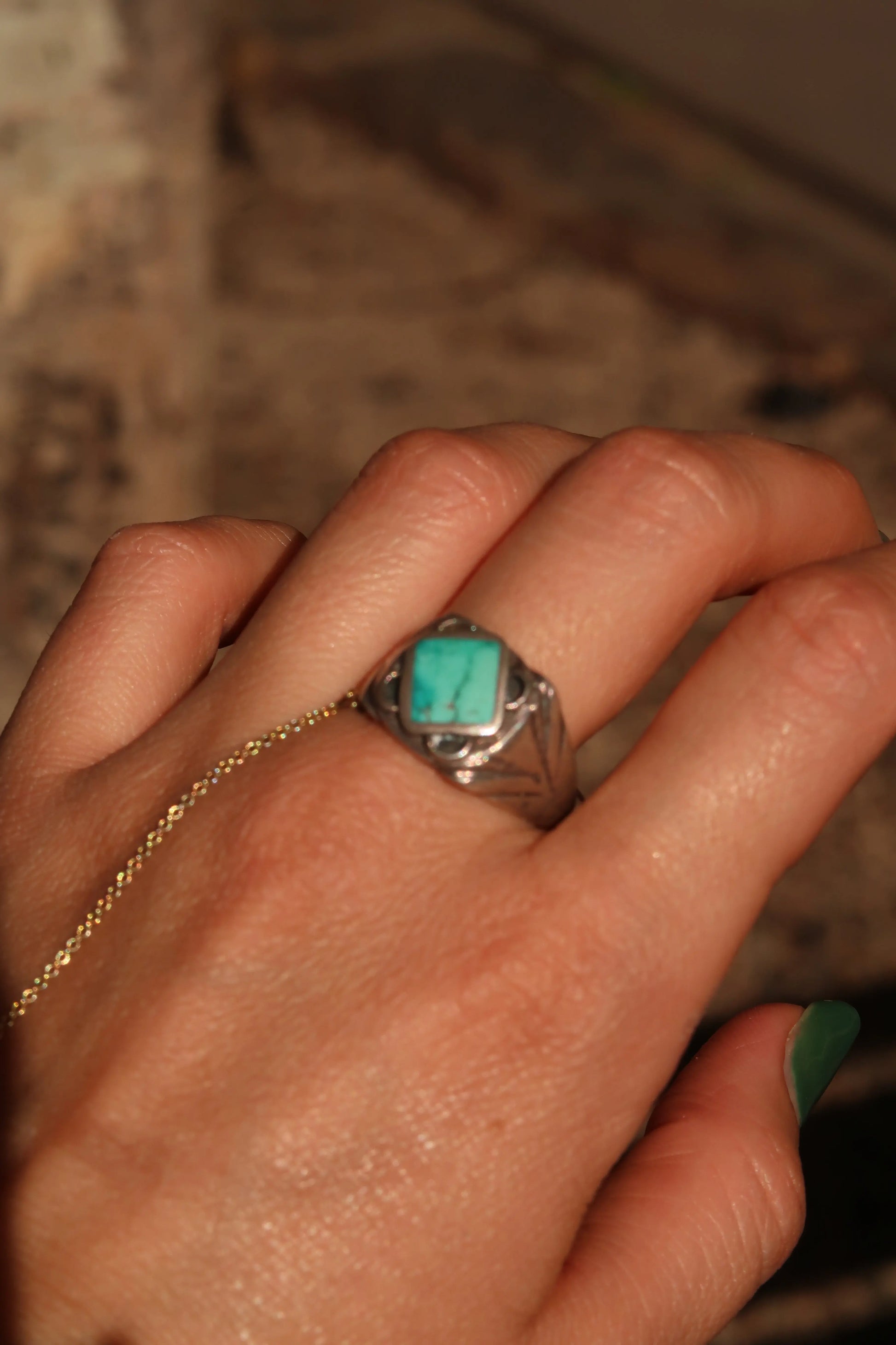 Vintage 1920s Turquoise Ring Vintage 1920s Turquoise Ring Native American Collection Native American Collection  Squash Blossom Vail