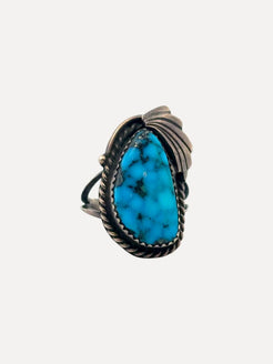 Vintage Ring with Fine Morenci Turquoise Vintage Ring with Fine Morenci Turquoise Native American Collection Native American Collection  Squash Blossom Vail