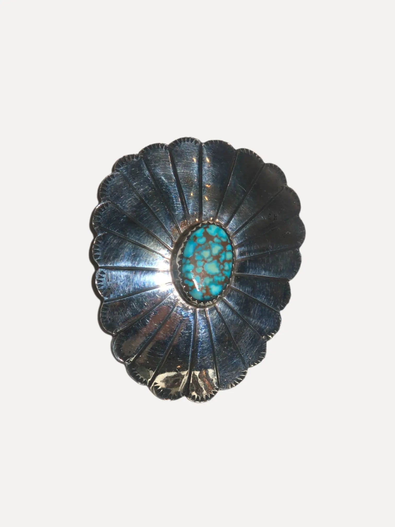Vintage Sterling, No. 8 Turquoise Pin Vintage Sterling, No. 8 Turquoise Pin Native American Collection Native American Collection  Squash Blossom Vail