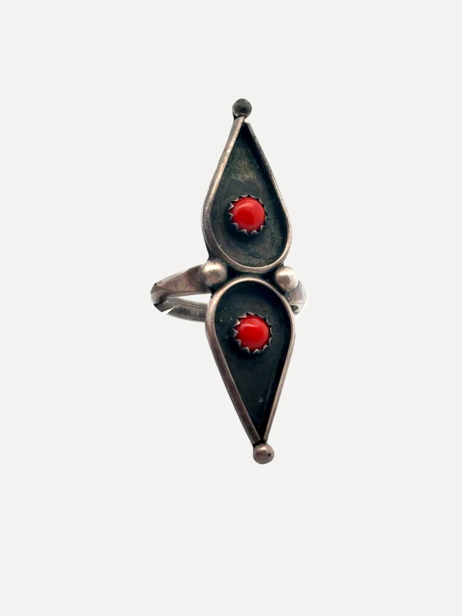 Vintage Two Coral SS Ring Vintage Two Coral SS Ring Squash Blossom Vail Squash Blossom Vail  Squash Blossom Vail