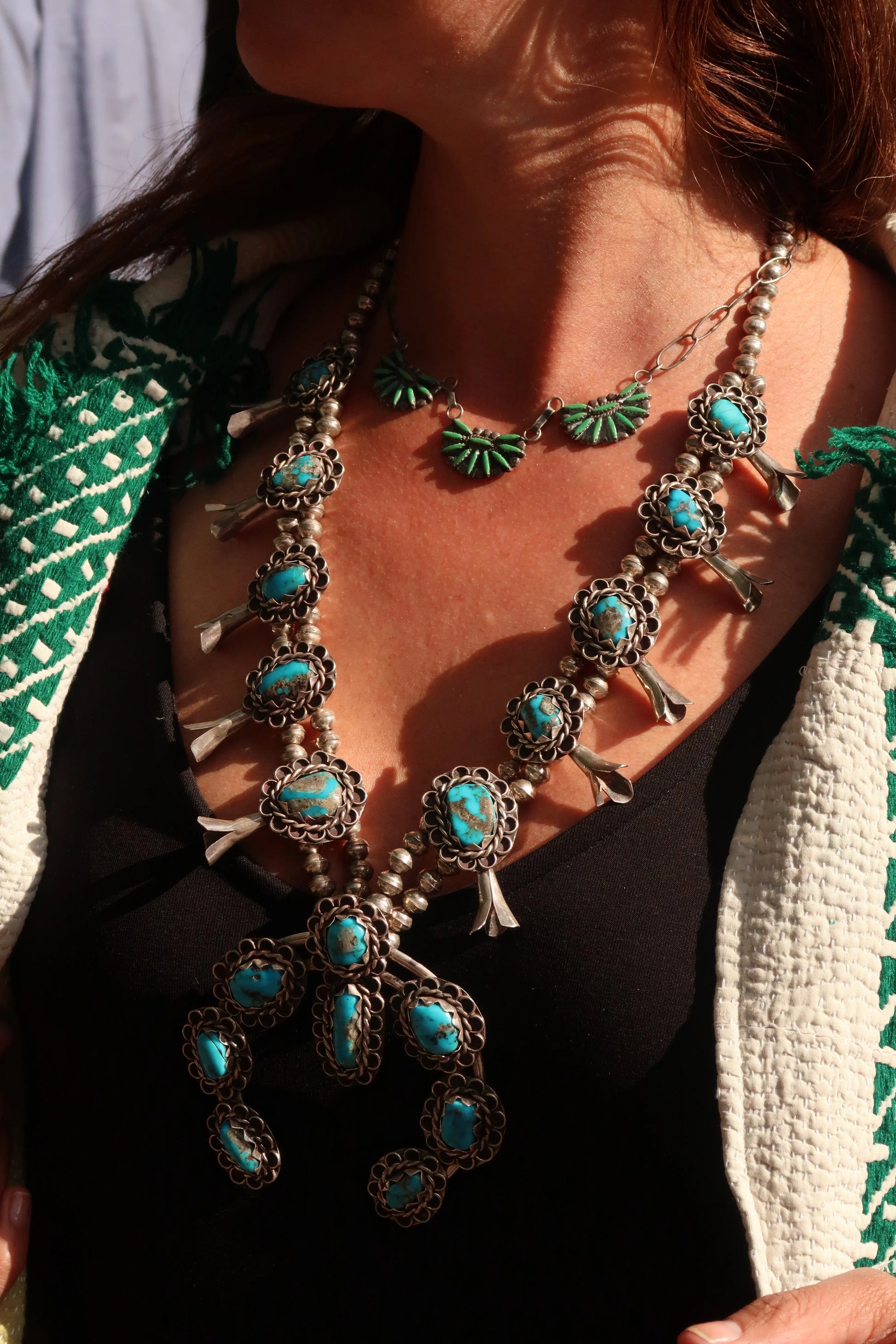Vintage Zuni Turquoise Necklace Vintage Zuni Turquoise Necklace Native American Collection Native American Collection  Squash Blossom Vail