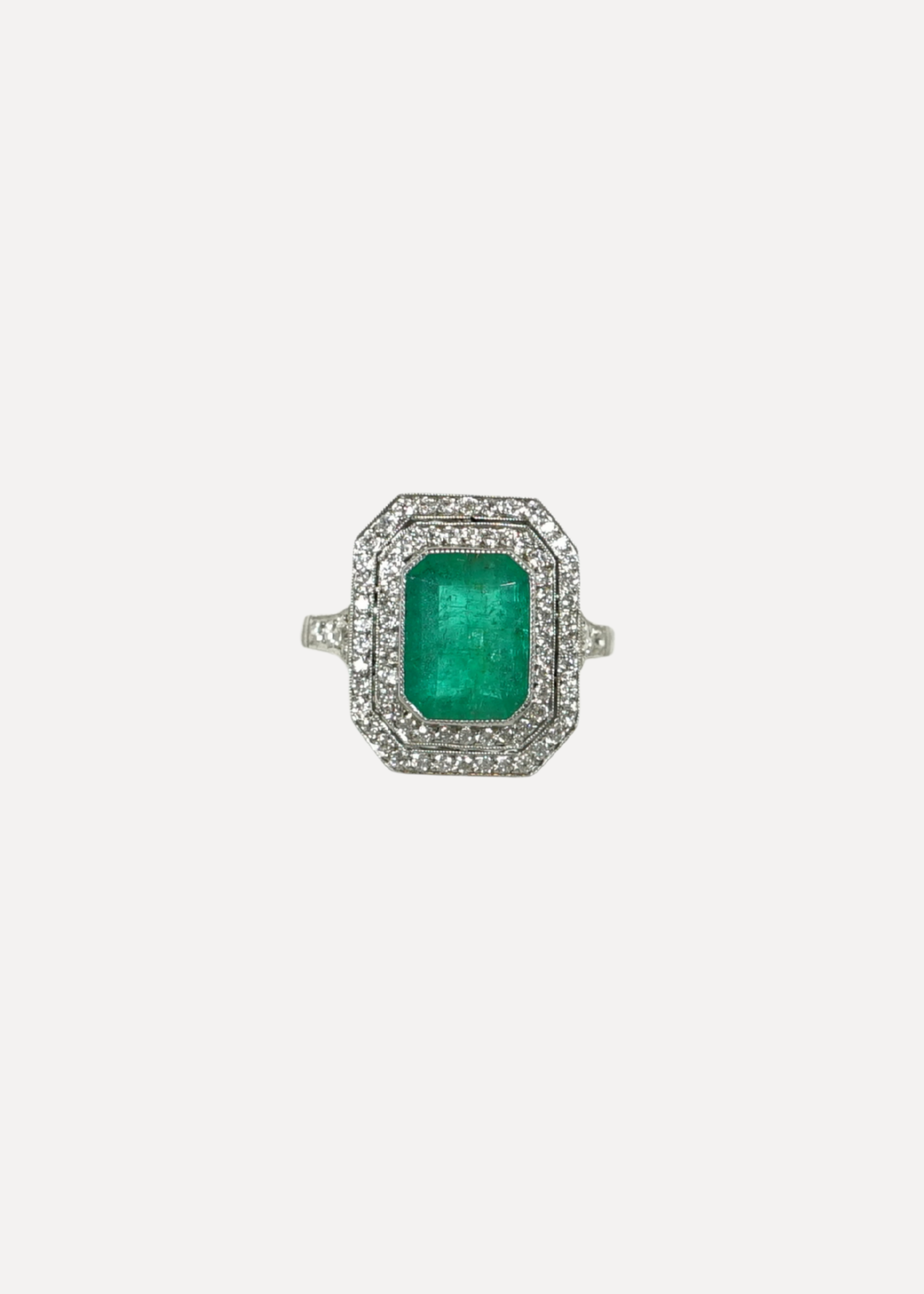Art Deco Estate Emerald and Diamond Ring