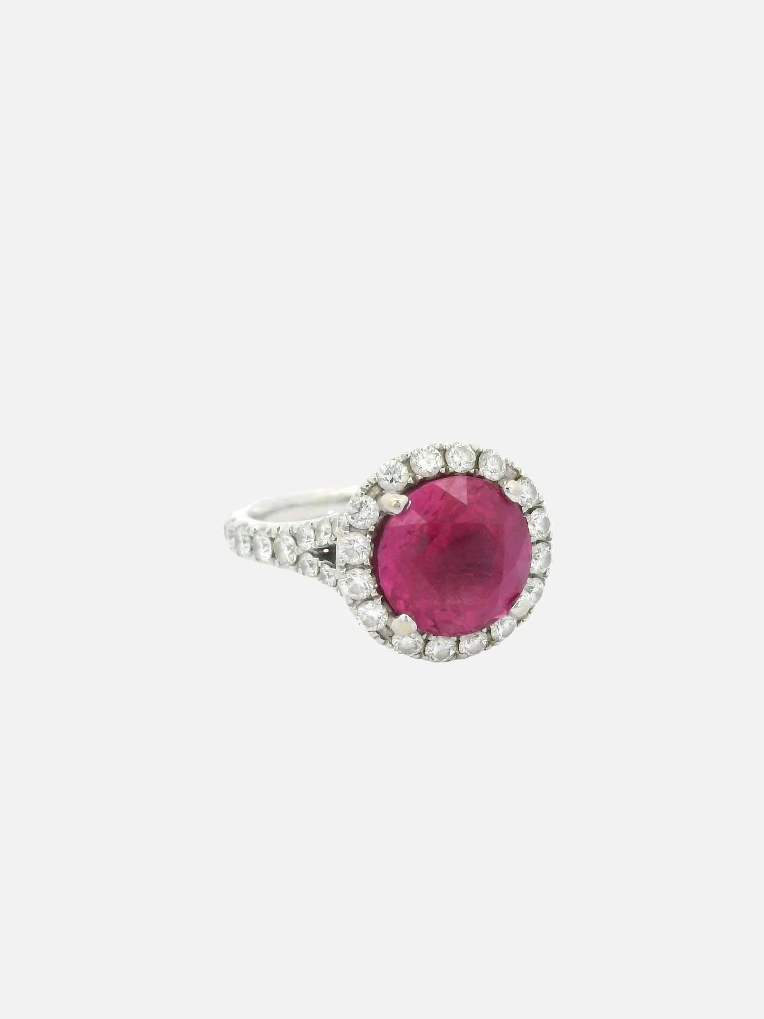 Vivid Pink Sapphire and Diamond Ring