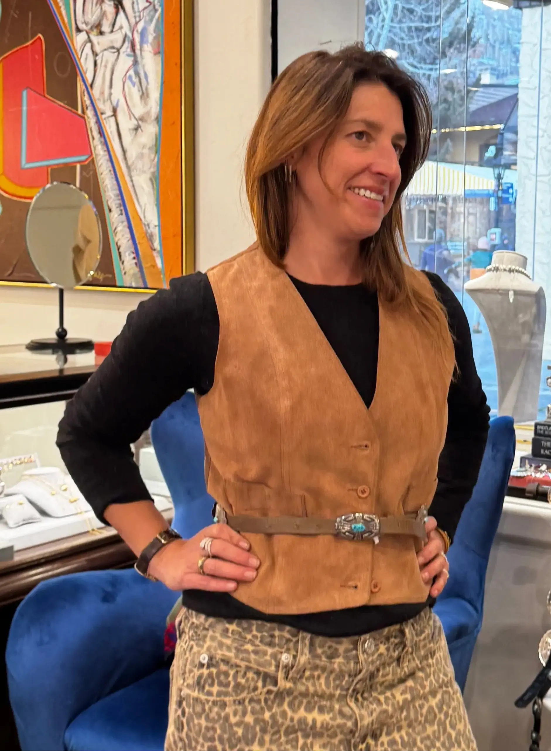 Western Caramel Suede Vest Western Caramel Suede Vest Vintage at the Squash Blossom Vintage at the Squash Blossom  Squash Blossom Vail
