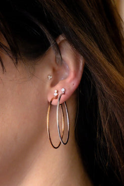 White Gold Hoop Earrings - Squash Blossom Vail