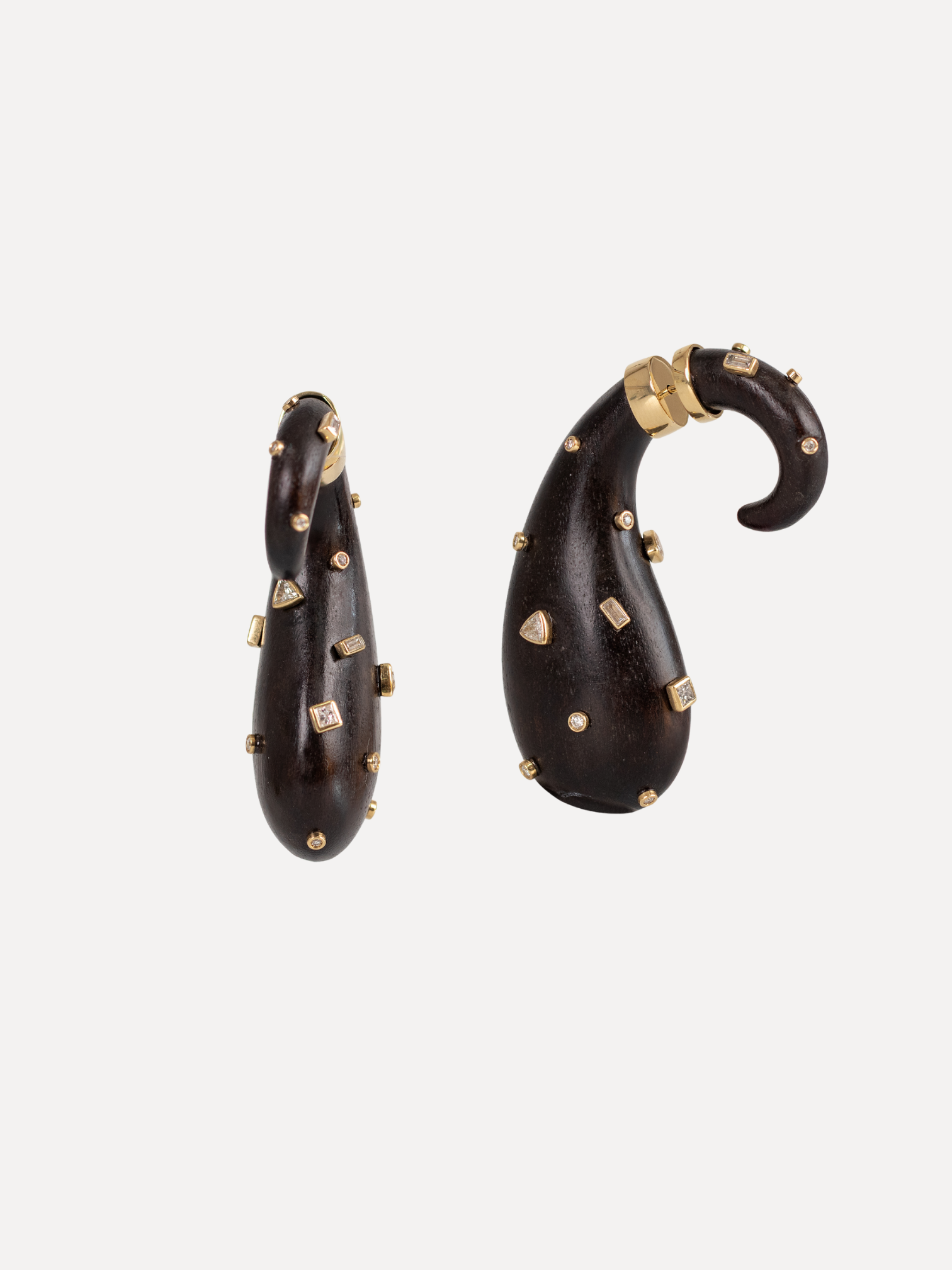 Wood Teardrop Earrings with .32ct Diamonds