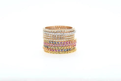 Yellow Gold with White Diamond Eternity Band - Squash Blossom Vail