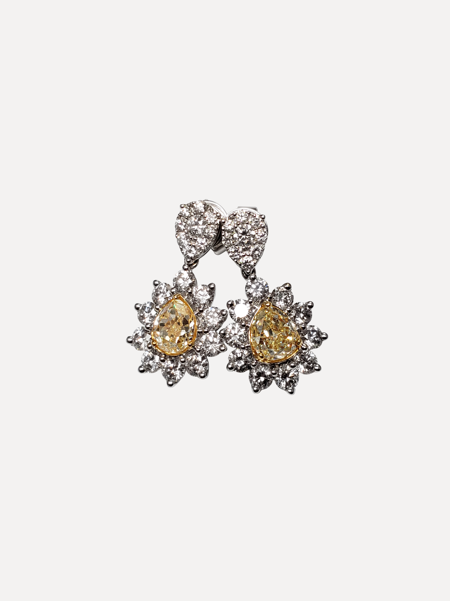 Yellow and White Diamond Earrings