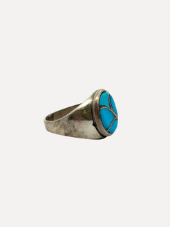 Zuni Fishscale Inlay Ring stamped ELB Zuni Fishscale Inlay Ring stamped ELB Native American Collection Native American Collection  Squash Blossom Vail