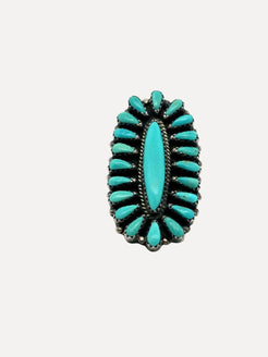 Zuni Long Oval Turquoise Ring GAB Zuni Long Oval Turquoise Ring GAB Native American Collection Native American Collection  Squash Blossom Vail