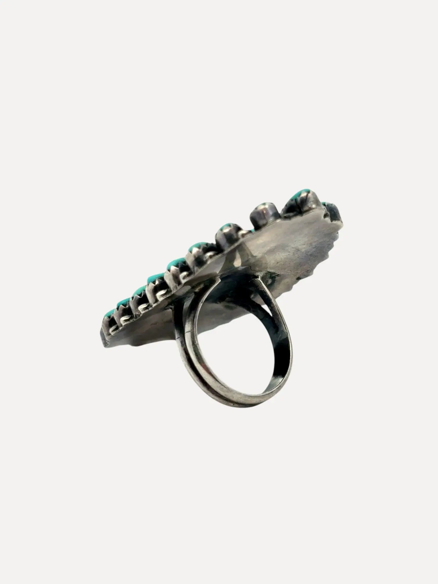 Zuni Long Oval Turquoise Ring GAB Zuni Long Oval Turquoise Ring GAB Native American Collection Native American Collection  Squash Blossom Vail