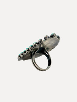Zuni Long Oval Turquoise Ring GAB Zuni Long Oval Turquoise Ring GAB Native American Collection Native American Collection  Squash Blossom Vail