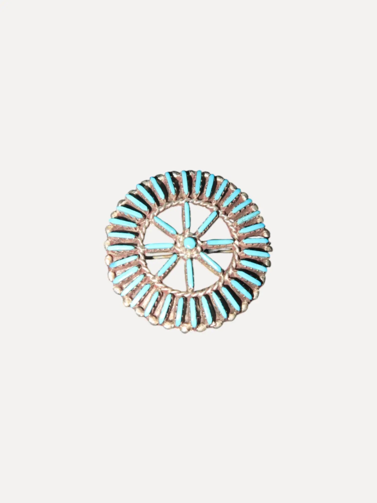Zuni Needlepoint Pin, Wagon Wheel Zuni Needlepoint Pin, Wagon Wheel Native American Collection Native American Collection  Squash Blossom Vail