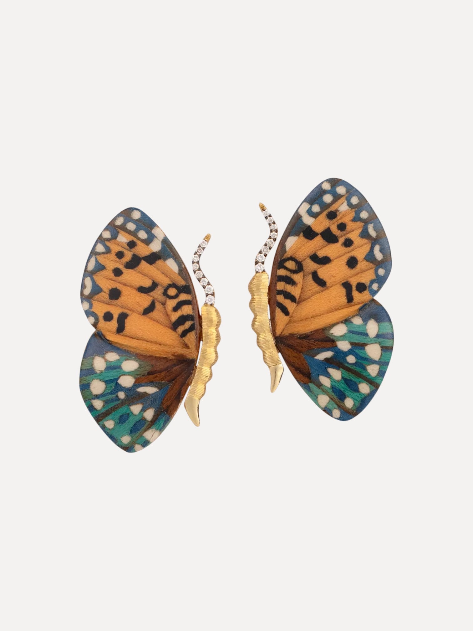 Butterfly Wing Marquetry Earrings