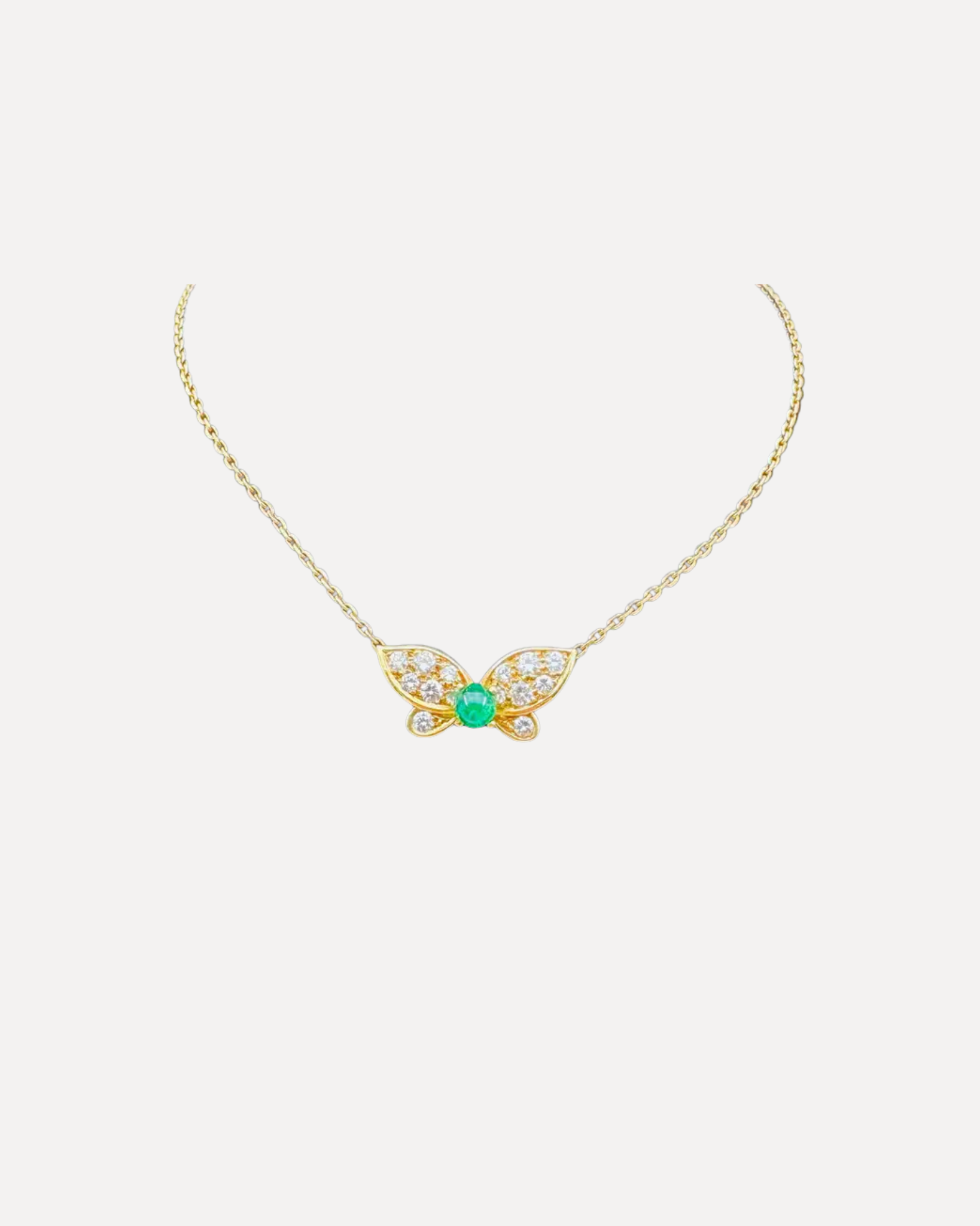 VCA Emerald and Diamond butterfly necklace