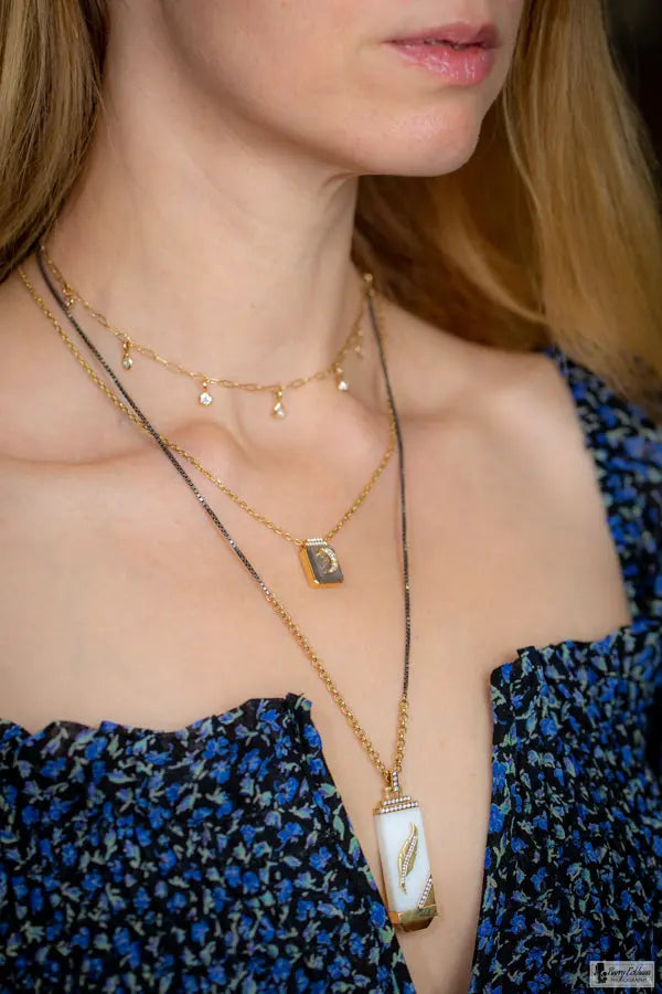 Sorellina Gemstone Feather Tablet Necklace - Squash Blossom Vail