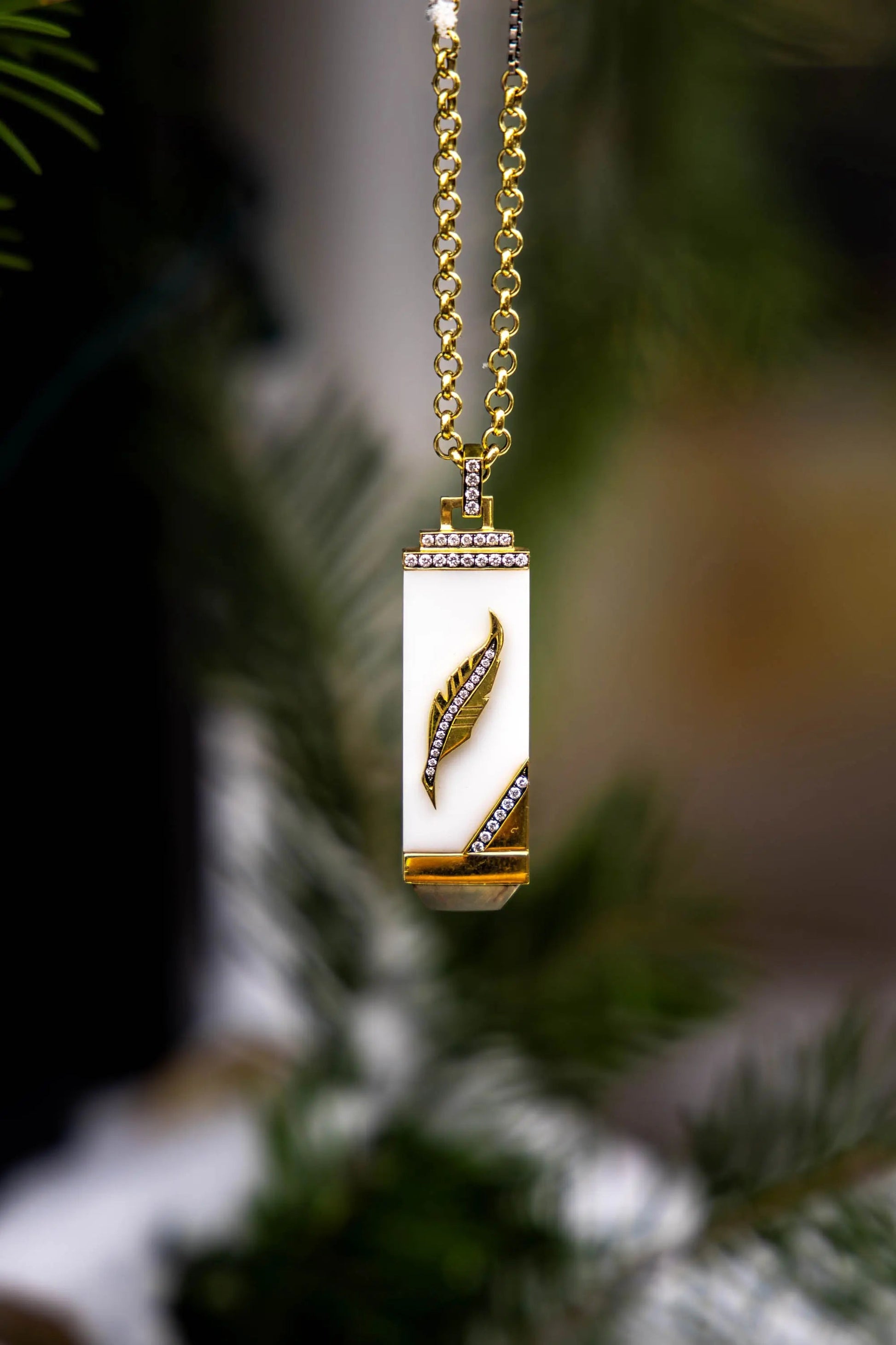 Sorellina Gemstone Feather Tablet Necklace - Squash Blossom Vail