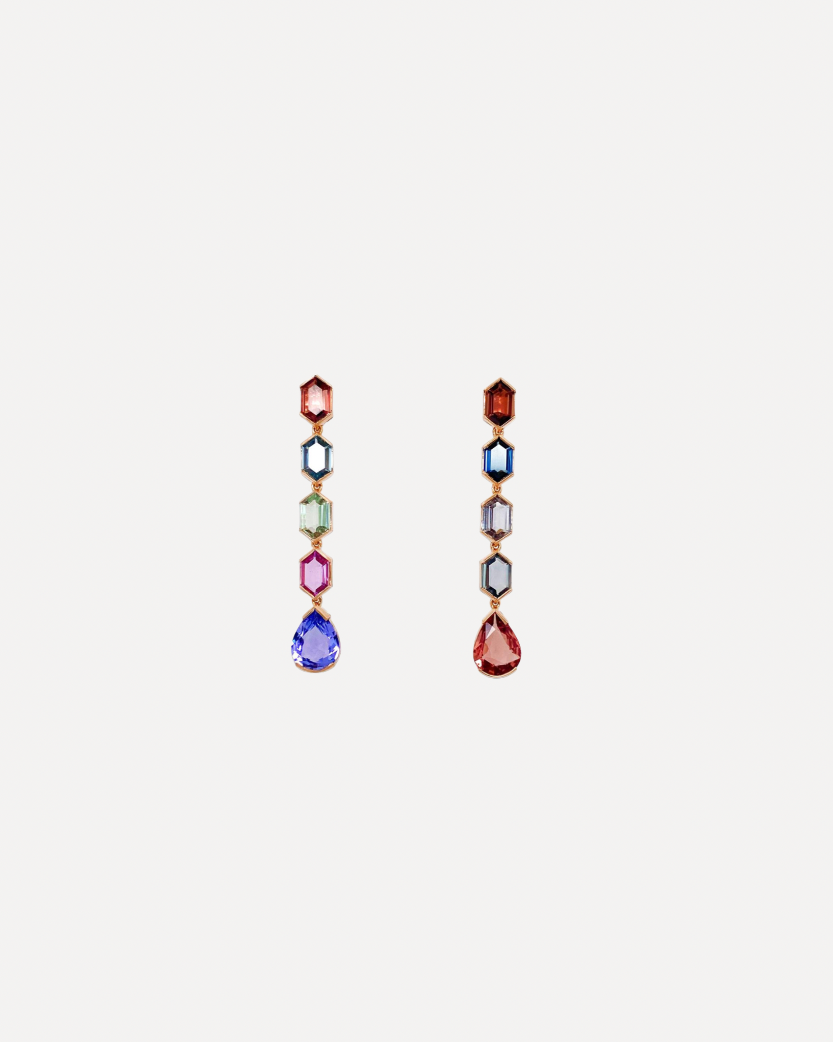 One of a Kind Multi Color Sapphire Earrings