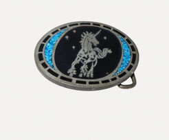 Unicorn belt buckle with TQ chip inlay Unicorn belt buckle with TQ chip inlay Native American Collection Native American Collection  Squash Blossom Vail