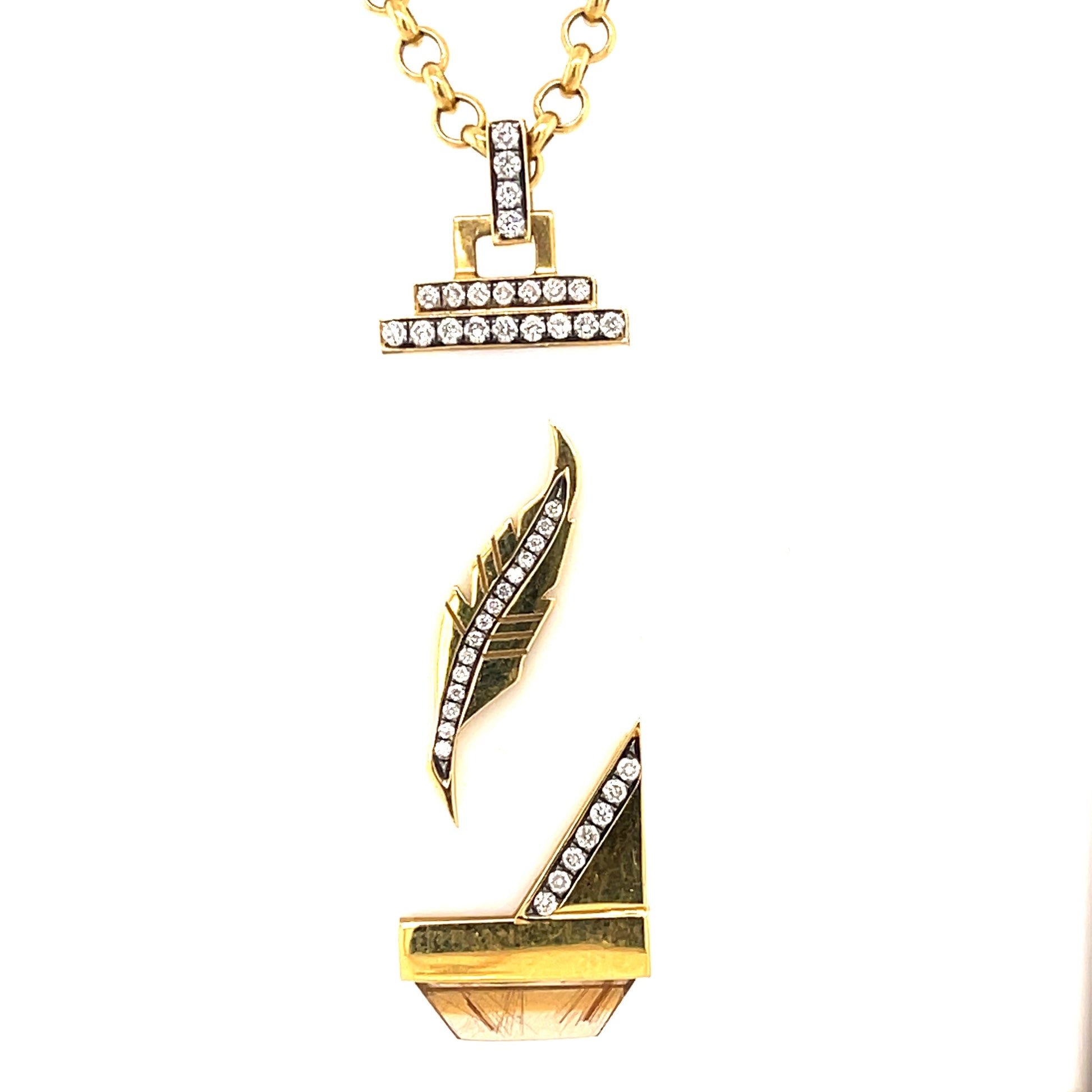 Gemstone Feather Tablet Necklace Gemstone Feather Tablet Necklace Sorellina Sorellina  Squash Blossom Vail