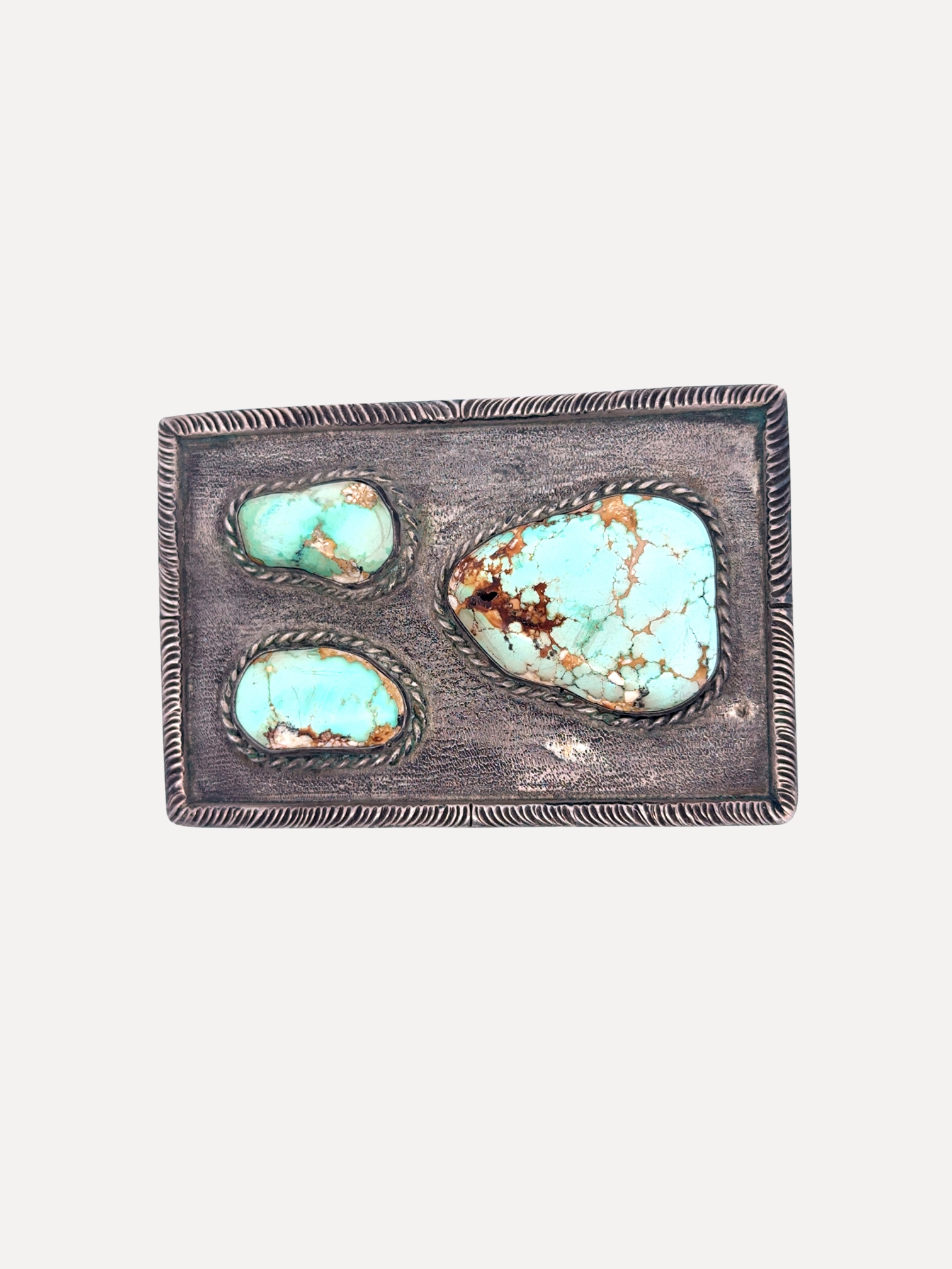 Vintage SS 3 Stone Turq Belt Buckle