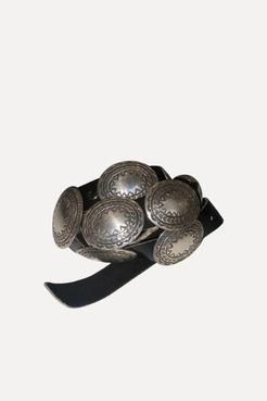 1980s Sterling Concho Belt, Navajo, Willie Mariano 1980s Sterling Concho Belt, Navajo, Willie Mariano Native American Collection Native American Collection  Squash Blossom Vail