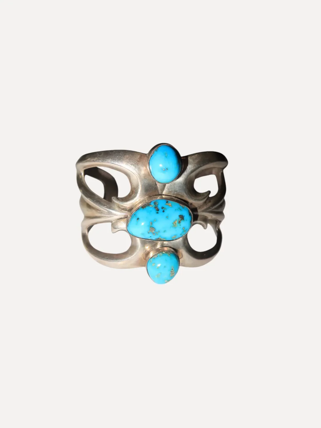 Tufa cast Cuff 3 Turquoise Stones Tufa cast Cuff 3 Turquoise Stones Native American Collection Native American Collection  Squash Blossom Vail