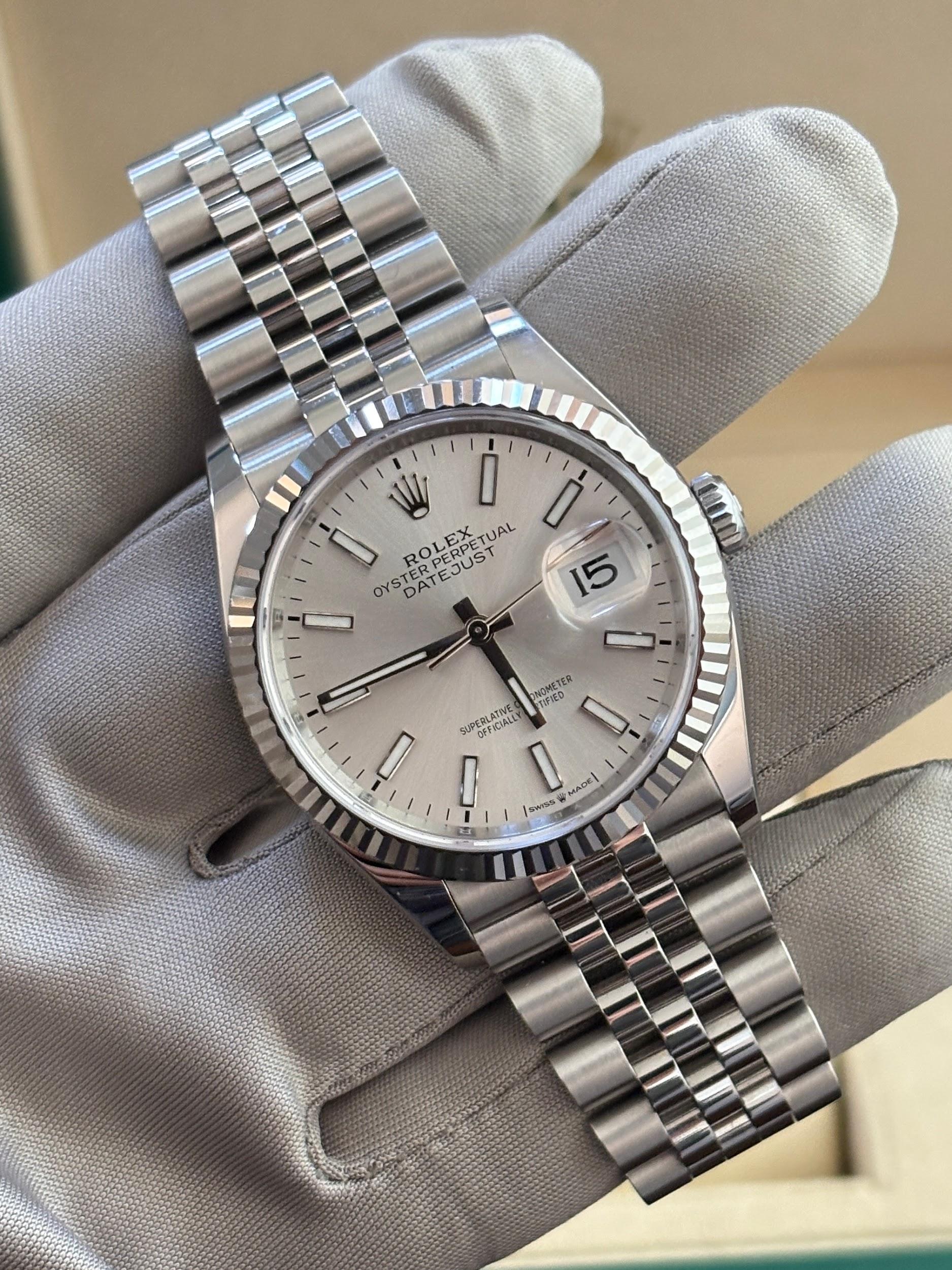 Datejust 36MM 18KT WG/SS Silver Index