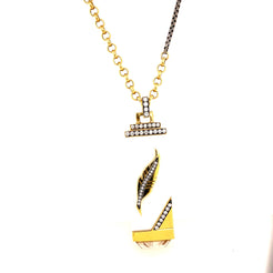 Gemstone Feather Tablet Necklace Gemstone Feather Tablet Necklace Sorellina Sorellina  Squash Blossom Vail