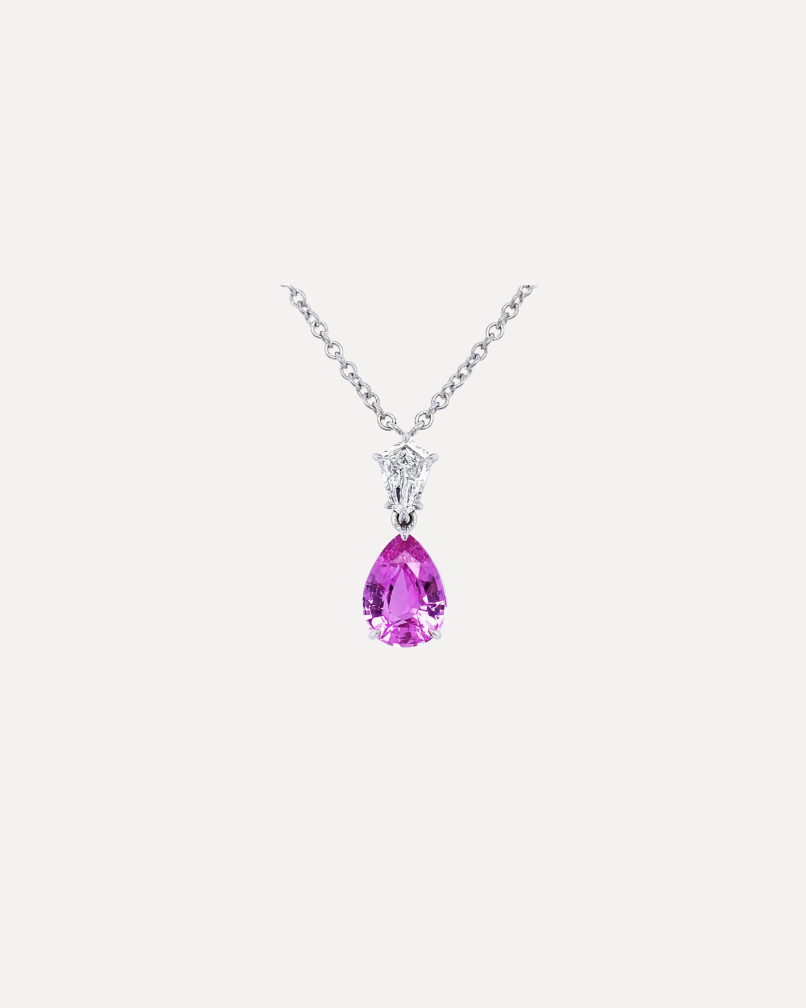 One of a Kind Pink Sapphire and Diamond Pendant Necklace